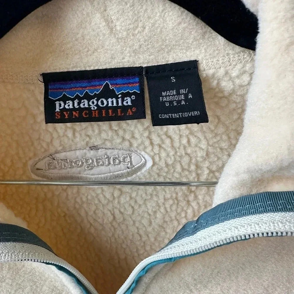 Women’s Patagonia Synchilla Small Snap-T Fleece Pullover Jacket Cream Beige Tan - Picture 2 of 6